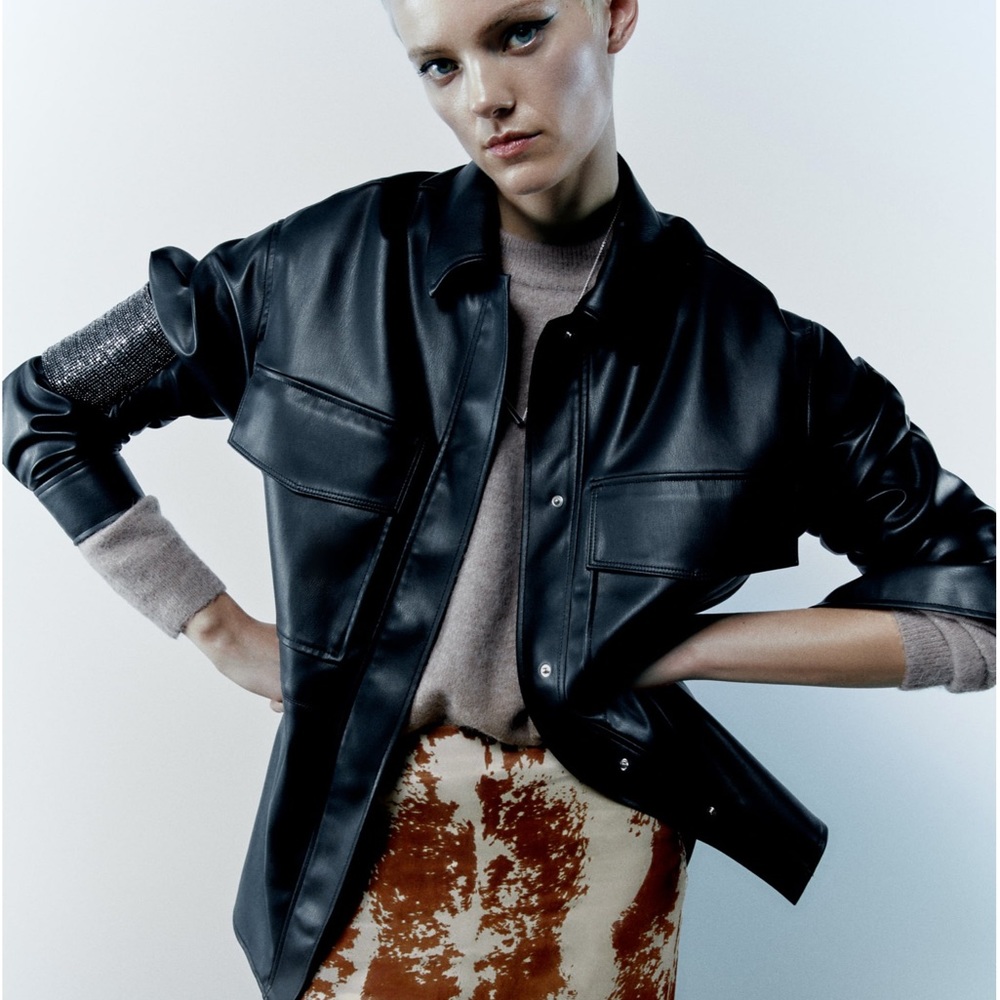 Zara fake leather shacket